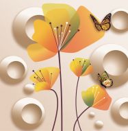 Фотообои Цветы и бабочки 3d