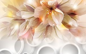 Фреска 3Д Кольца с цветами